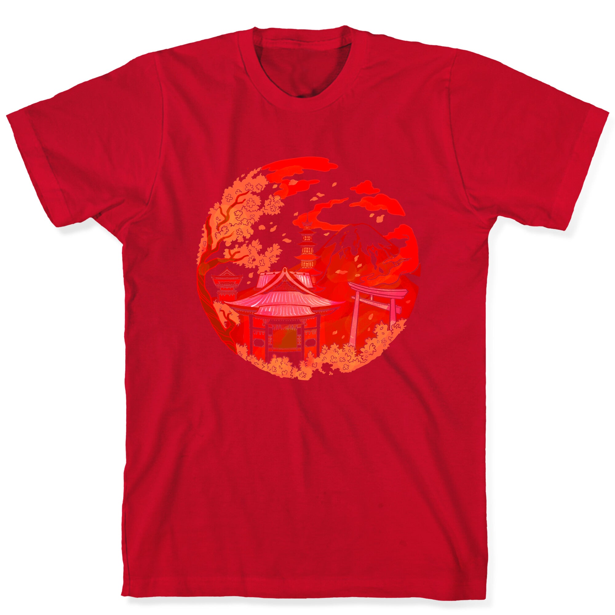 Japan's Mount Fuji and Shinto Shrines Inside the Rising Sun T-Shirt
